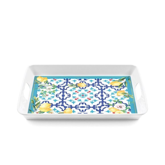 Guzzini - Vassoio Rettangolare Con Manici "Flower&Lemon"