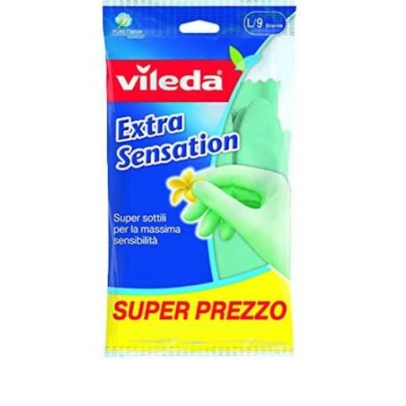 Vileda Guanti Extra Sensation Misura L/9 Verde