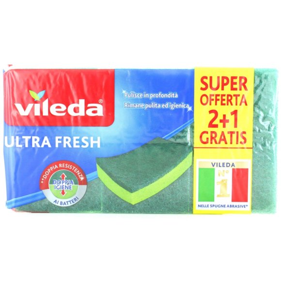 VILEDA ULTRA FRESH SPUGNA ABRASIVA PEZZI 2+1