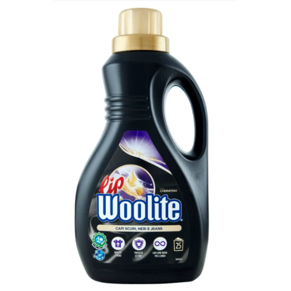 LIP WOOLITE DETERSIVO BUCATO A MANO E LAVATRICE LIQUIDO NOIR CAPI SCURI, NERI E JEANS 25 LAVAGGI 1,5 LITRI